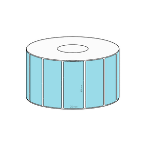 60x25mm Blue Direct Thermal Permanent Label, 1800 per roll, 38mm core