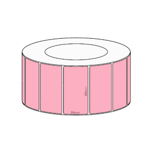 60x30mm Pink Direct Thermal Permanent Label, 4550 per roll, 76mm core