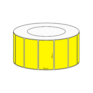 60x30mm Yellow Direct Thermal Permanent Label, 4550 per roll, 76mm core