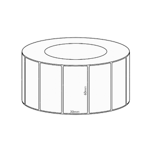 60x30mm Direct Thermal Permanent Label, 4550 per roll, 76mm core