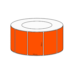 60x39mm Orange Direct Thermal Permanent Label, 3550 per roll, 76mm core