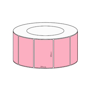 60x39mm Pink Direct Thermal Permanent Label, 3550 per roll, 76mm core