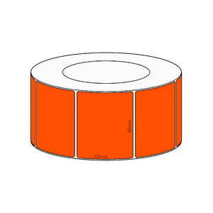 60x50mm Orange Direct Thermal Permanent Label, 2850 per roll, 76mm core