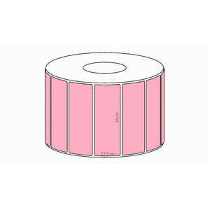 65x22.5mm Pink Direct Thermal Permanent Label, 1950 per roll, 38mm core