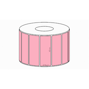 65x22.5mm Pink Direct Thermal Permanent Label, 5900 per roll, 76mm core