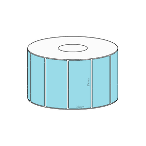 65x30mm Blue Direct Thermal Permanent Label, 1500 per roll, 38mm core