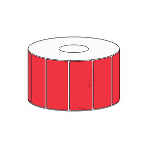 65x30mm Red Direct Thermal Permanent Label, 1500 per roll, 38mm core