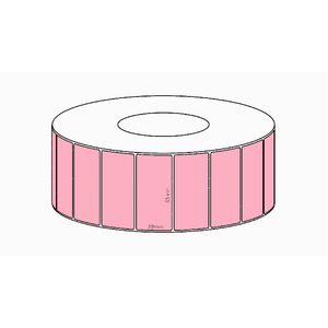 65x30mm Pink Direct Thermal Permanent Label, 4550 per roll, 76mm core