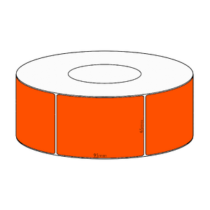 65x95mm Orange Direct Thermal Permanent Label, 1550 per roll, 76mm core