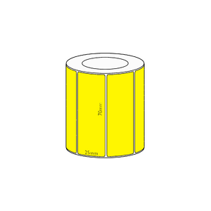 70x25mm Yellow Direct Thermal Permanent Label, 1800 per roll, 38mm core