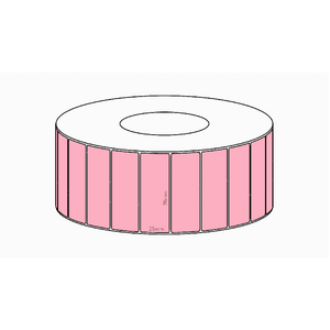 70x25mm Pink Direct Thermal Permanent Label, 5350 per roll, 76mm core