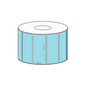 70x30mm Blue Direct Thermal Permanent Label, 1500 per roll, 38mm core