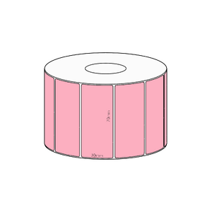 70x30mm Pink Direct Thermal Permanent Label, 1500 per roll, 38mm core