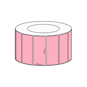 70x30mm Pink Direct Thermal Permanent Label, 4550 per roll, 76mm core