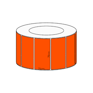 70x35mm Orange Direct Thermal Permanent Label, 3950 per roll, 76mm core