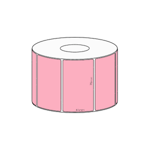 70x41mm Pink Direct Thermal Permanent Label, 1150 per roll, 38mm core