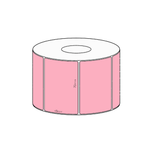 70x48mm Pink Direct Thermal Permanent Label, 1000 per roll, 38mm core