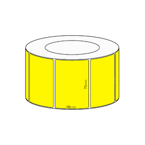 70x48mm Yellow Direct Thermal Permanent Label, 2950 per roll, 76mm core