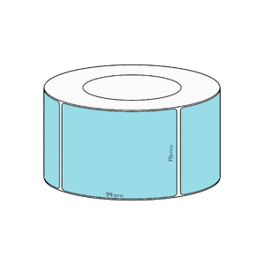 70x99mm Blue Direct Thermal Permanent Label, 1450 per roll, 76mm core