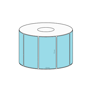 75x40mm Blue Direct Thermal Permanent Label, 1150 per roll, 38mm core