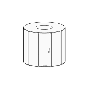 80x28mm Direct Thermal Permanent Label, 1600 per roll, 38mm core