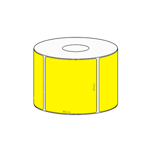 80x80mm Yellow Direct Thermal Permanent Label, 600 per roll, 38mm core