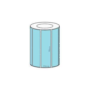 90x23mm Blue Direct Thermal Permanent Label, 1900 per roll, 38mm core