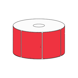 90x73mm Red Direct Thermal Permanent Label, 650 per roll, 38mm core