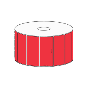 92x40mm Red Direct Thermal Permanent Label, 1150 per roll, 38mm core