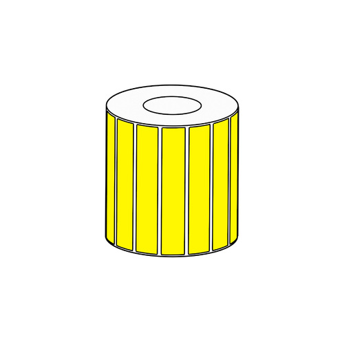 100 x 25mm Yellow Direct Thermal Permanent Label, 4000 per roll, 76mm core