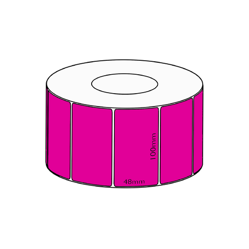 100x48mm Dark Pink Direct Thermal, 3000 per roll, 76mm core, Perforated