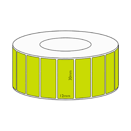 30x12mm Green Direct Thermal Permanent Label, 3350 per roll, 38mm core