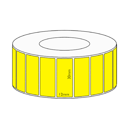 30x12mm Yellow Direct Thermal Permanent Label, 3350 per roll, 38mm core