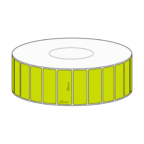 30x12mm Green Direct Thermal Permanent Label, 10000 per roll, 76mm core