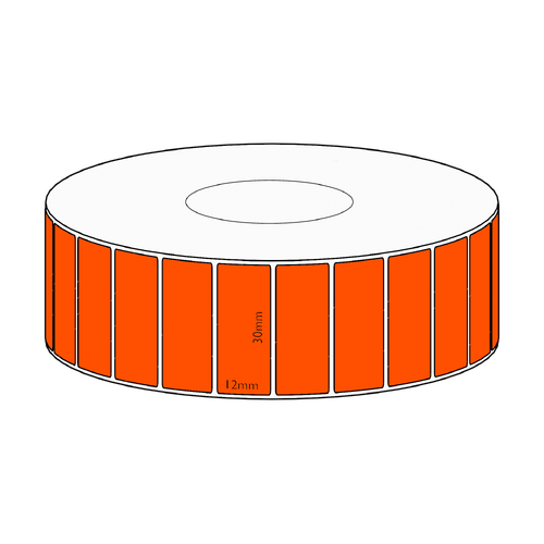 30x12mm Orange Direct Thermal Permanent Label, 10000 per roll, 76mm core