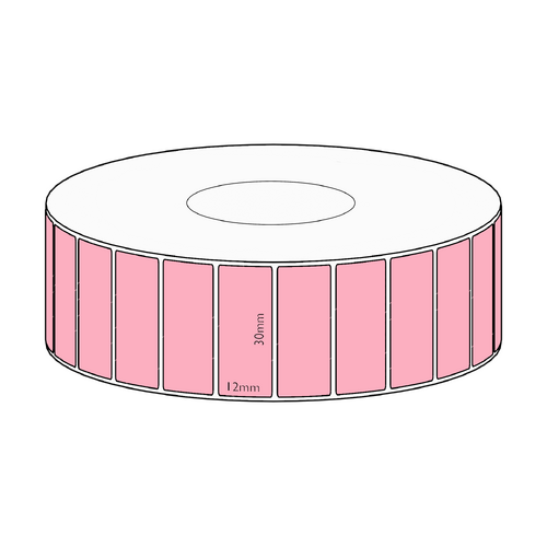 30x12mm Pink Direct Thermal Permanent Label, 10000 per roll, 76mm core