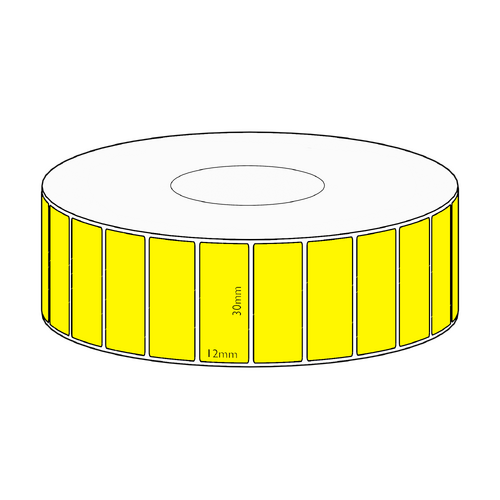 30x12mm Yellow Direct Thermal Permanent Label, 10000 per roll, 76mm core