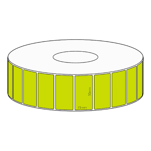 30x15mm Green Direct Thermal Permanent Label, 2800 per roll, 38mm core