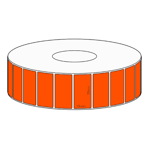 30x15mm Orange Direct Thermal Permanent Label, 2800 per roll, 38mm core