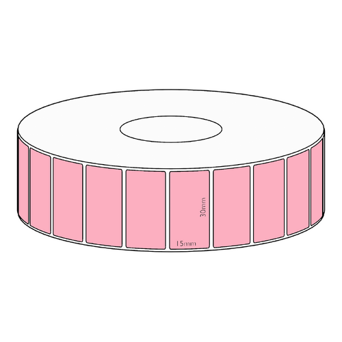 30x15mm Pink Direct Thermal Permanent Label, 2800 per roll, 38mm core