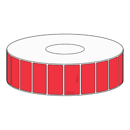 30x15mm Red Direct Thermal Permanent Label, 2800 per roll, 38mm core