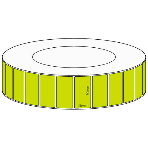 30x15mm Green Direct Thermal Permanent Label, 8350 per roll, 76mm core