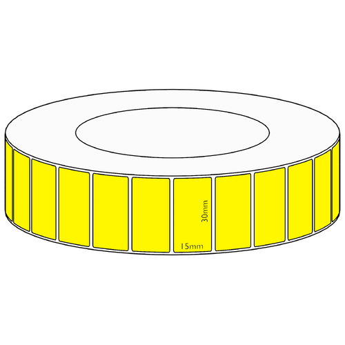 30x15mm Yellow Direct Thermal Permanent Label, 8350 per roll, 76mm core