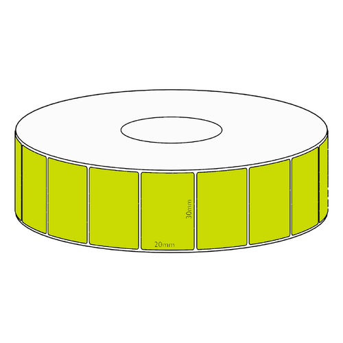 30x20mm Green Direct Thermal Permanent Label, 2150 per roll, 38mm core