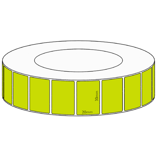 30x20mm Green Direct Thermal Permanent Label, 6500 per roll, 76mm core