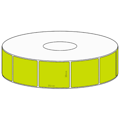 30x35mm Green Direct Thermal Permanent Label, 1300 per roll, 38mm core