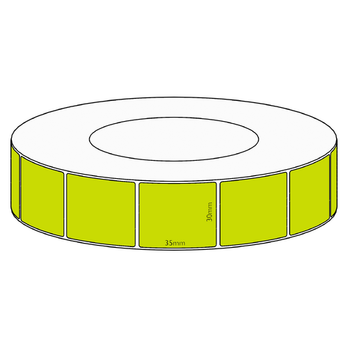 30x35mm Green Direct Thermal Permanent Label, 3950 per roll, 76mm core