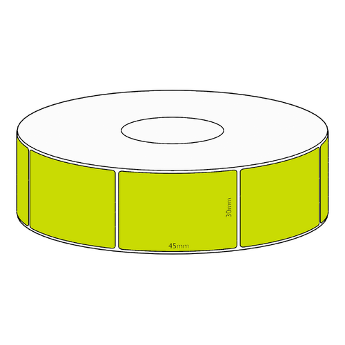 30x45mm Green Direct Thermal Permanent Label, 1050 per roll, 38mm core