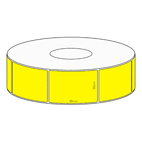 30x45mm Yellow Direct Thermal Permanent Label, 1050 per roll, 38mm core