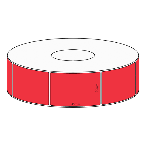 30x45mm Red Direct Thermal Permanent Label, 3150 per roll, 76mm core